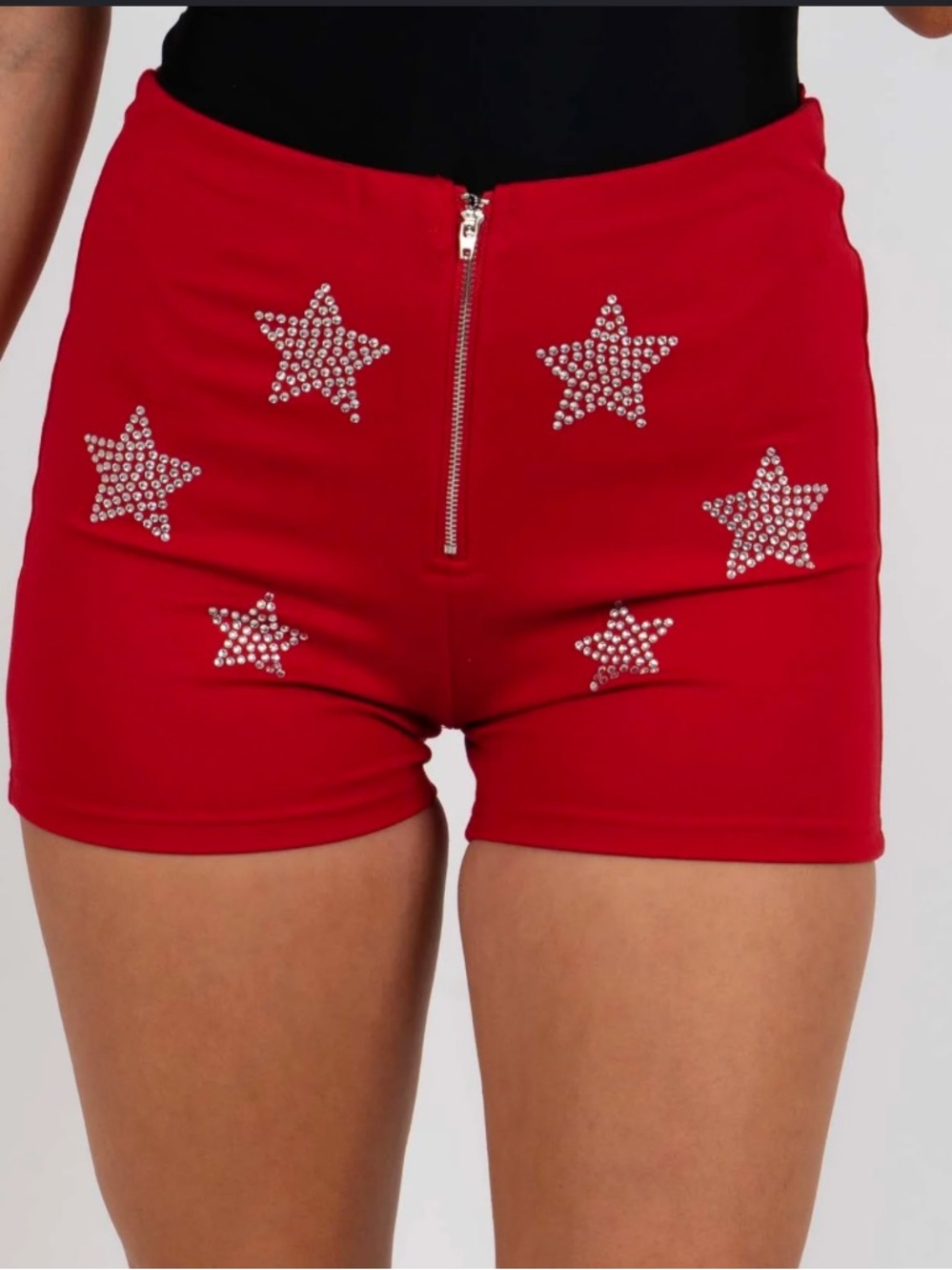 NWT blue b Red Rhinestone Star High-Rise Stretch Shorts